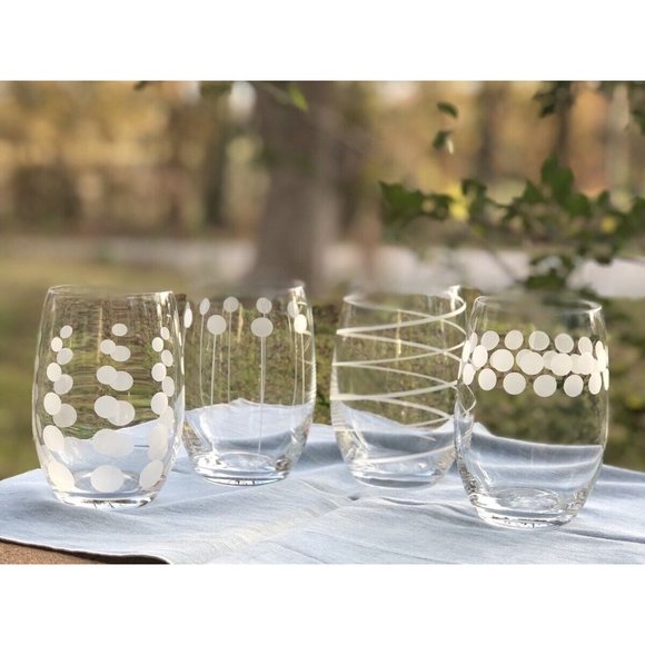 Mikasa Dining Mikasa Crystal Cheers Stemless Wine Glasses Set 4